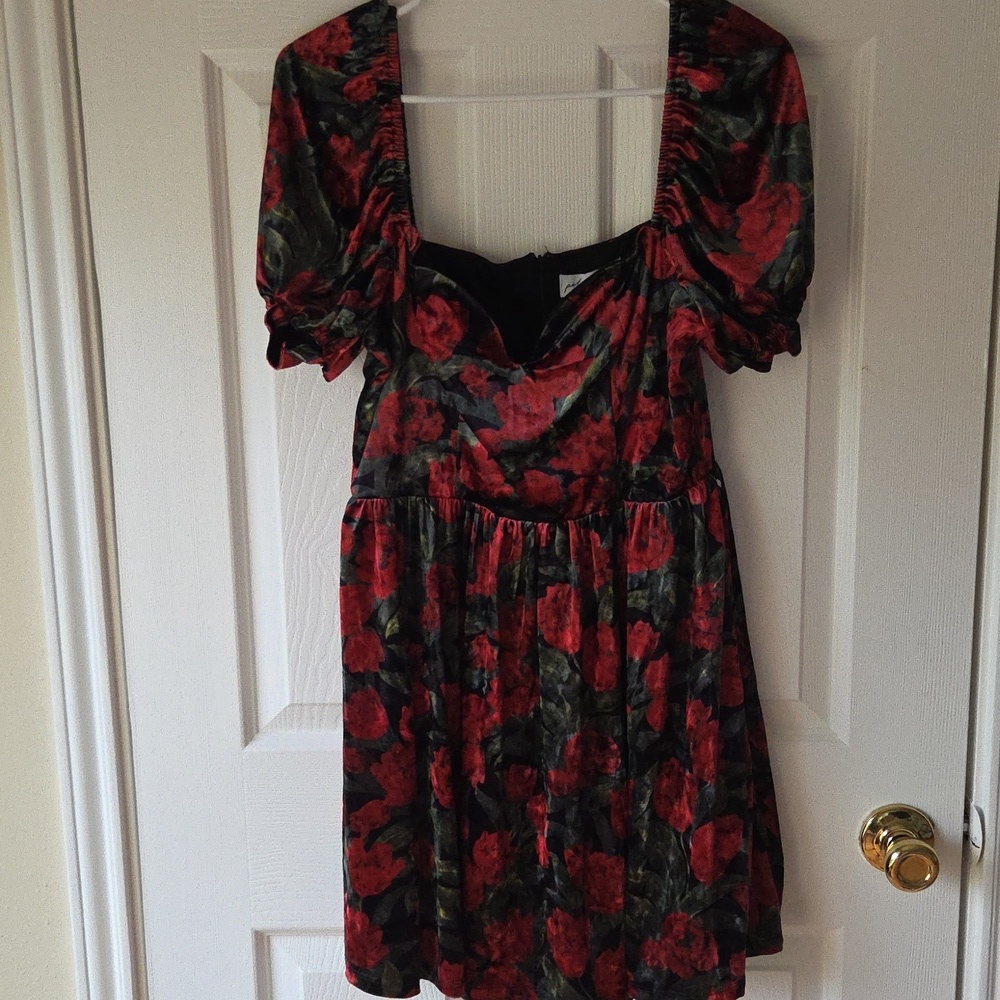 Petal and Pup Velvet Mini Dress M NWT Anders Black Red $99 Valentin'es Cocktail - Picture 3 of 9